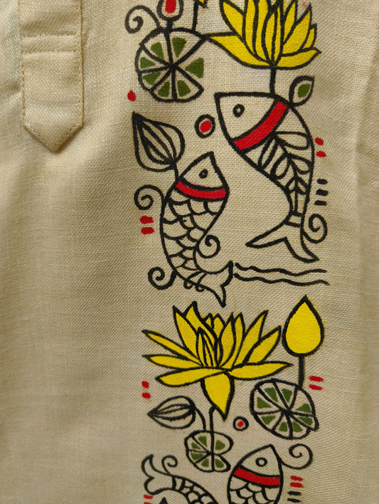 Hand-Painted Cotton Blend Kurta for Men