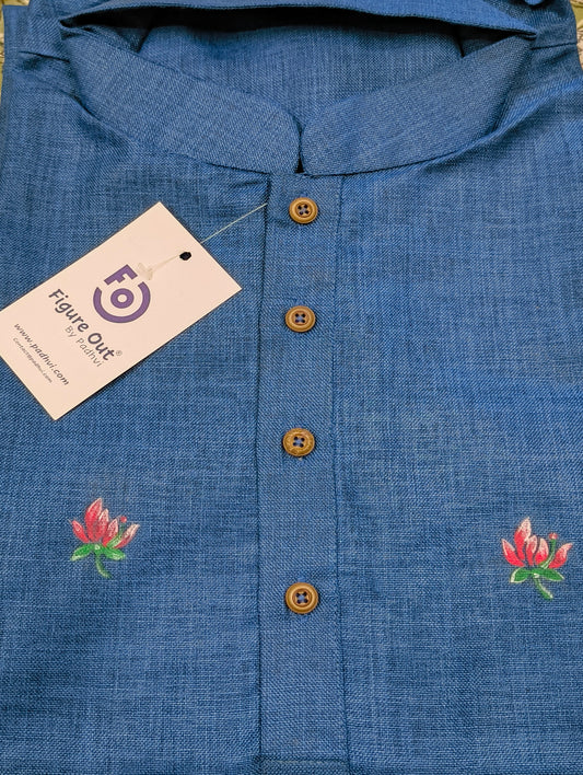 Hand-Painted Cotton Blend Kurta for Men