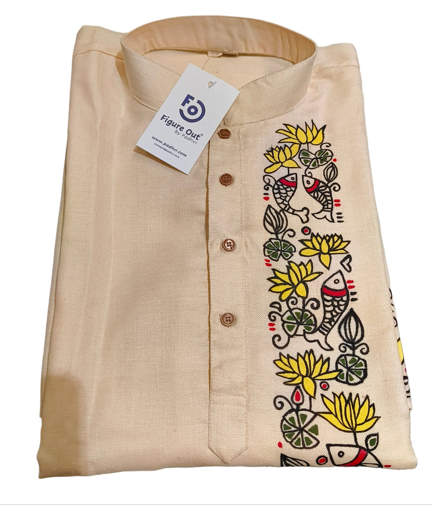 Hand-Painted Cotton Blend Kurta for Men