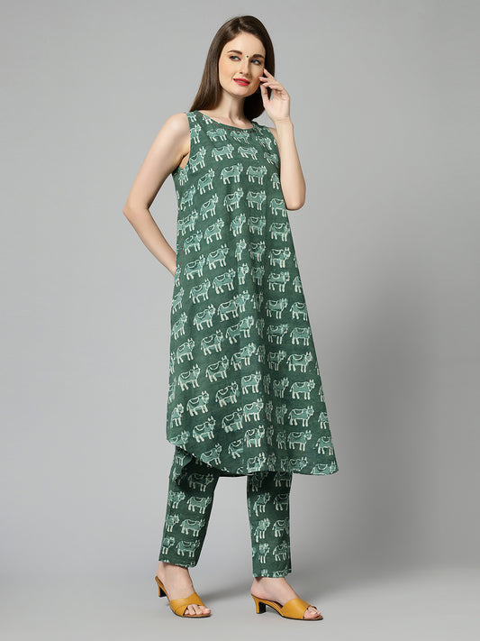 Green Kurti Pant Set