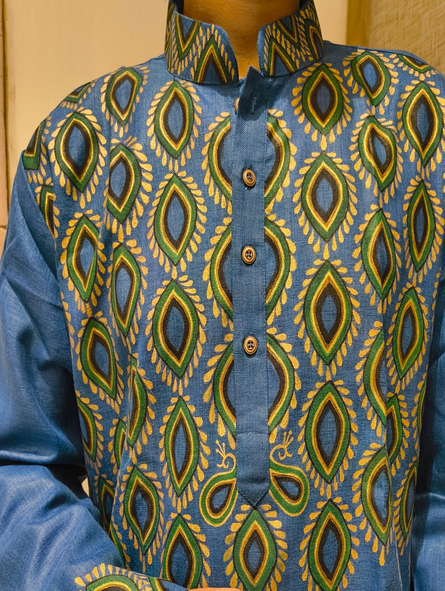Hand-Painted Cotton Blend Kurta for Men
