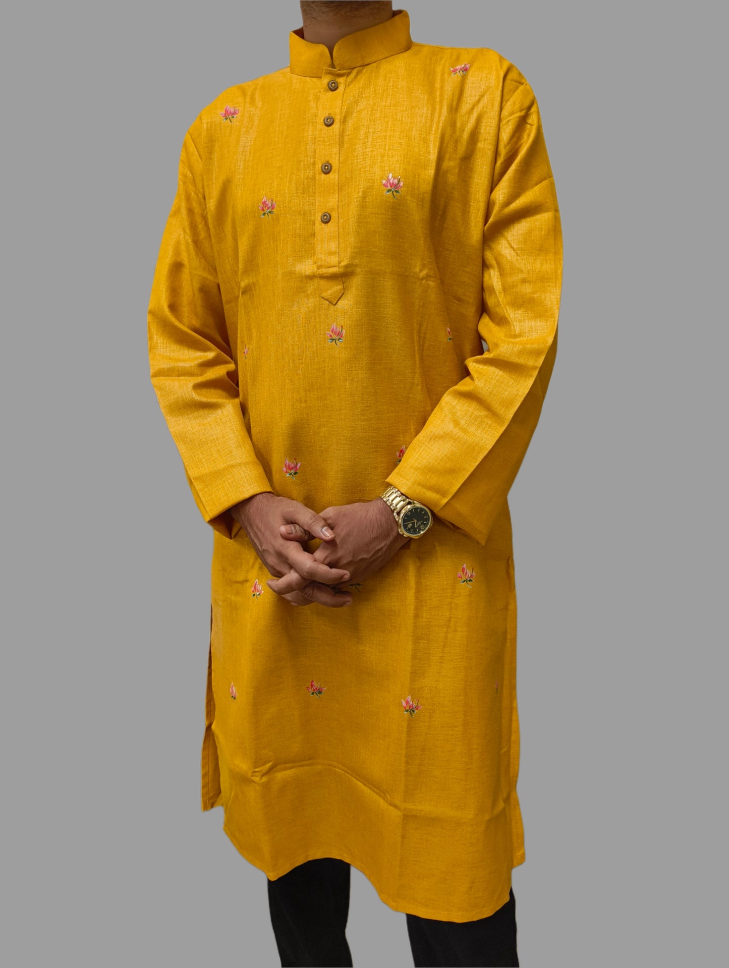 Hand-Painted Cotton Blend Kurta for Men
