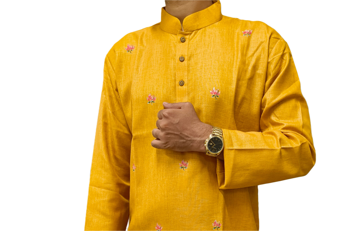 Hand-Painted Cotton Blend Kurta for Men