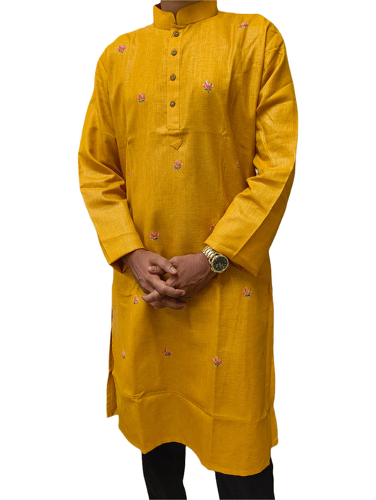 Hand-Painted Cotton Blend Kurta for Men