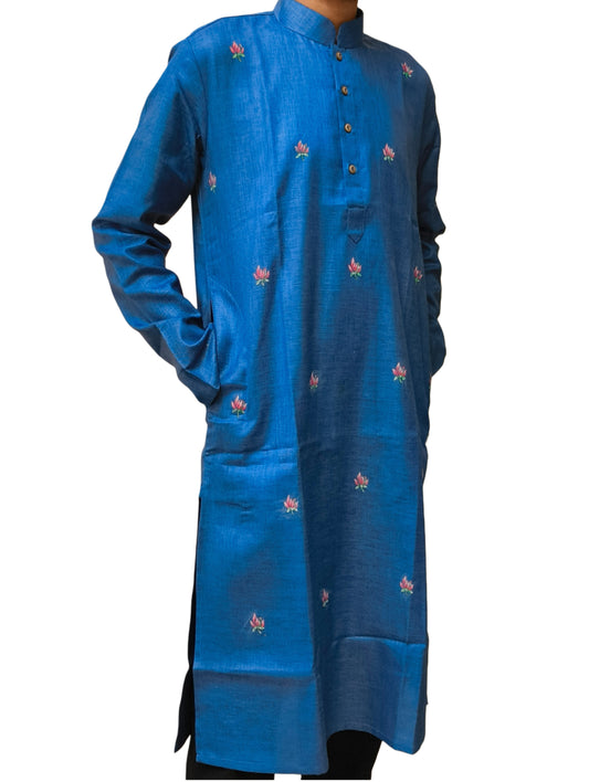 Hand-Painted Cotton Blend Kurta for Men