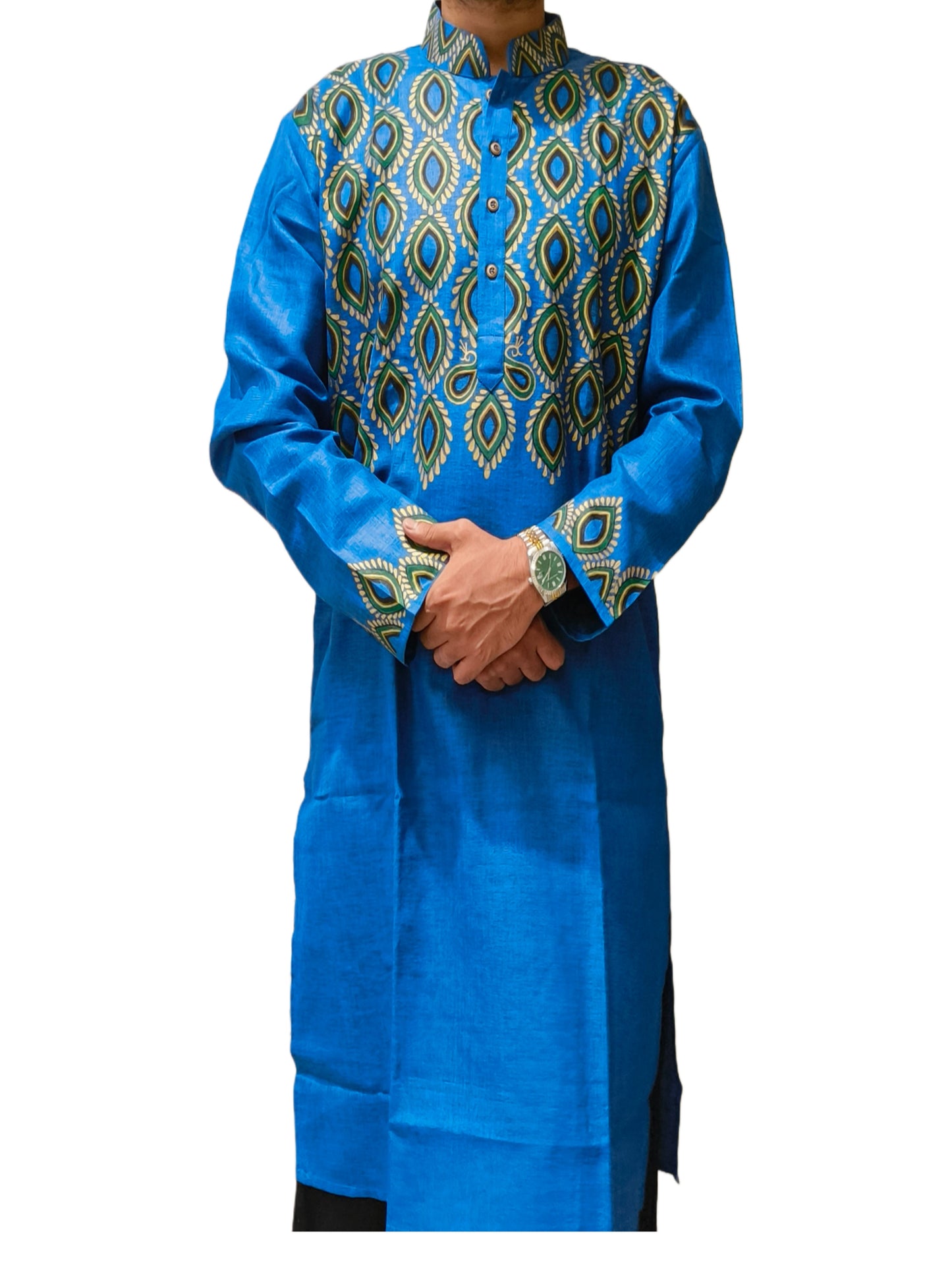 Hand-Painted Cotton Blend Kurta for Men