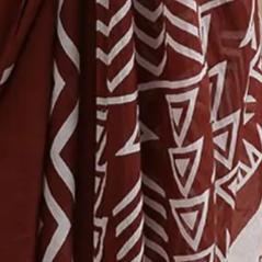 Maroon White Tribal Cotton Handblock Saree