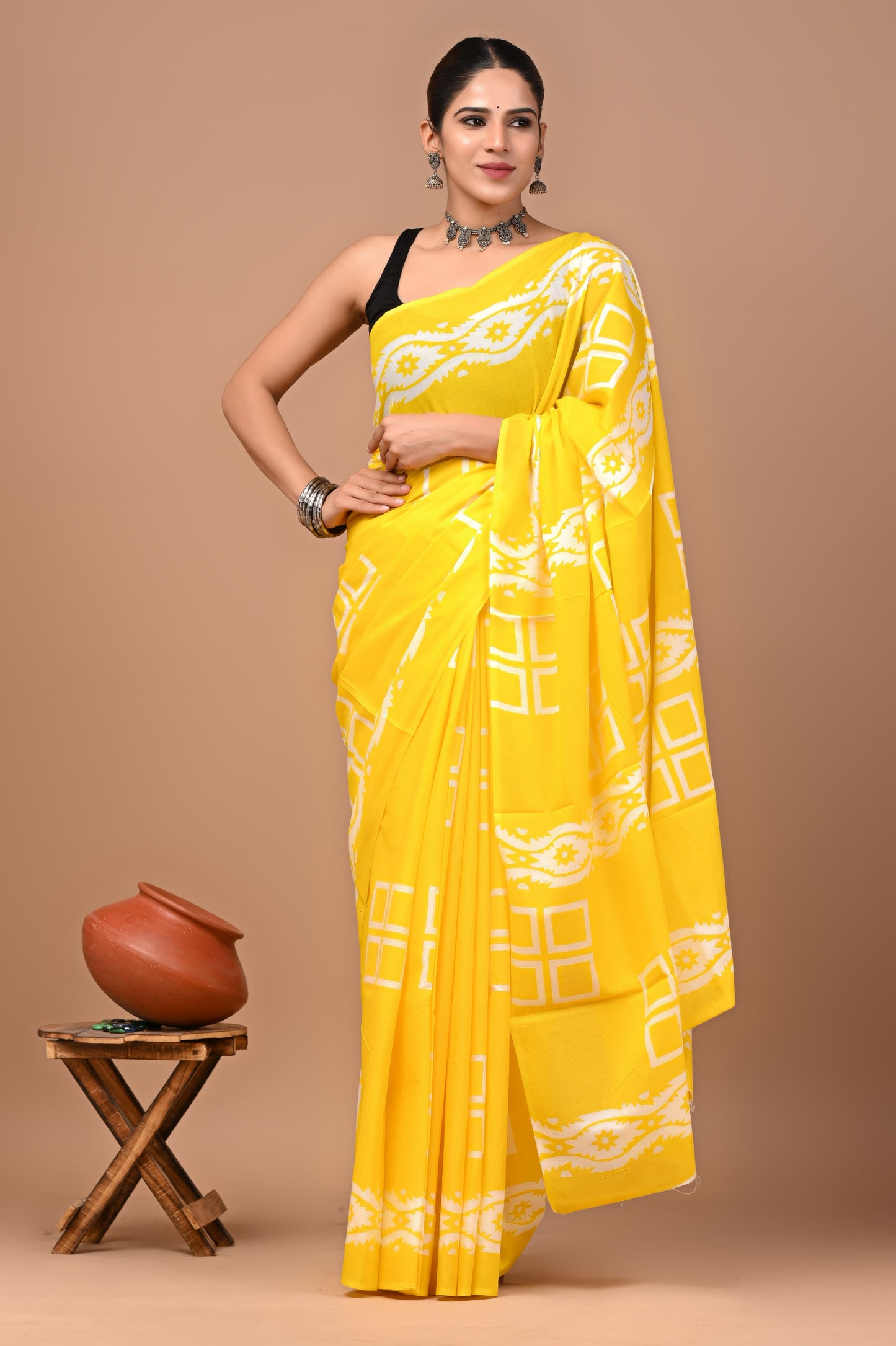 Handblock Saree