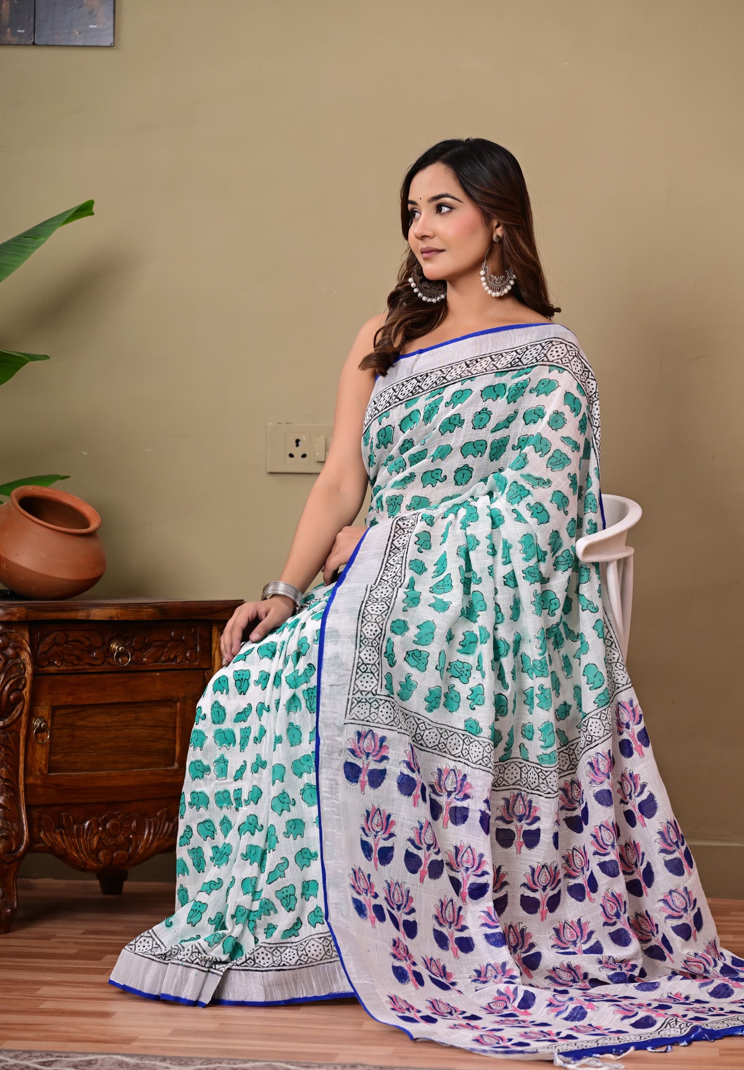 Handblock Saree