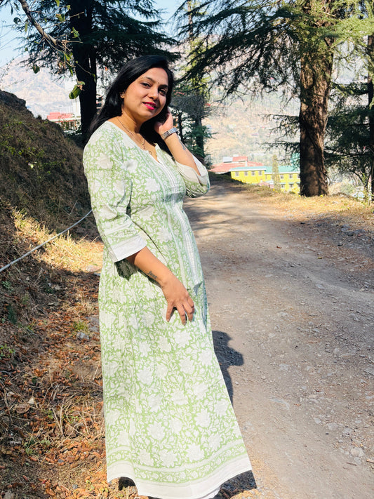 Handblock Long Kurti