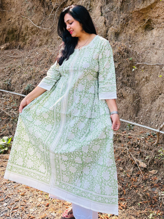 Handblock Long Kurti