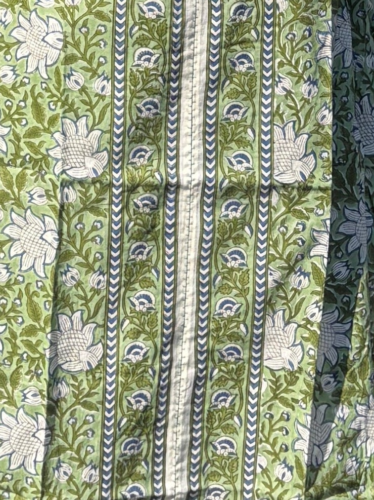 Handblock Long kurti - Green