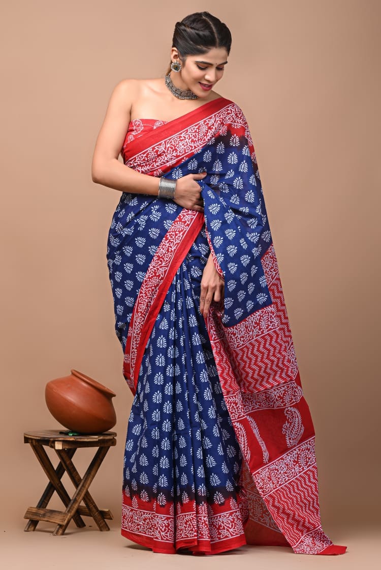 Handblock Saree