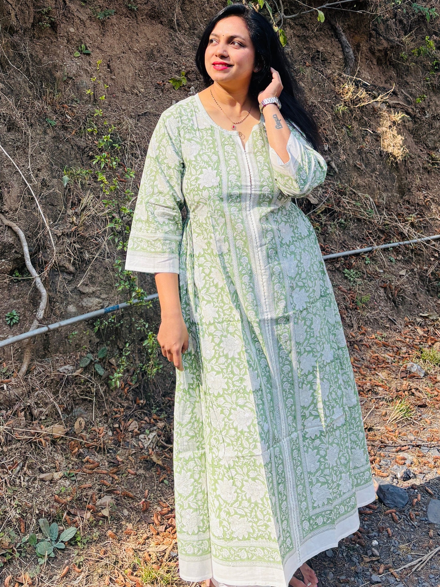 Handblock Long Kurti