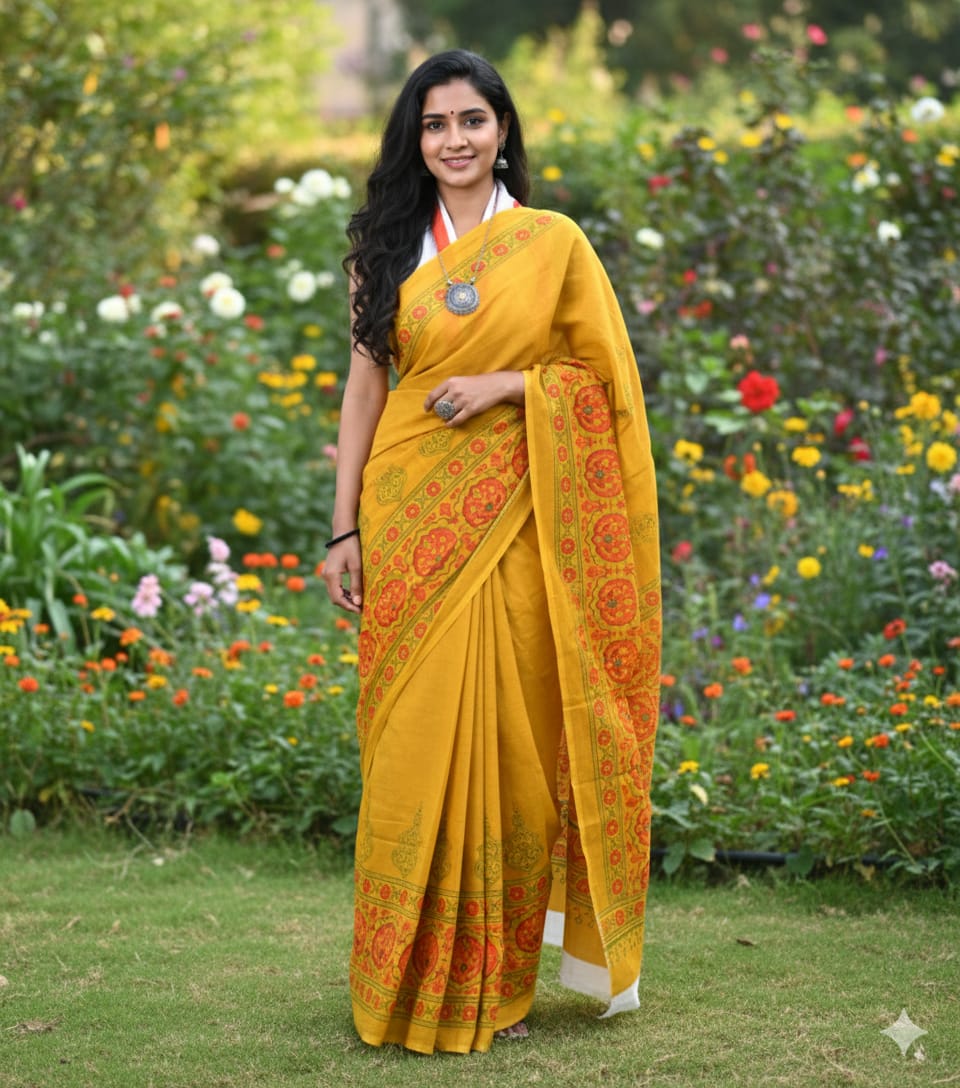 Handblock Saree