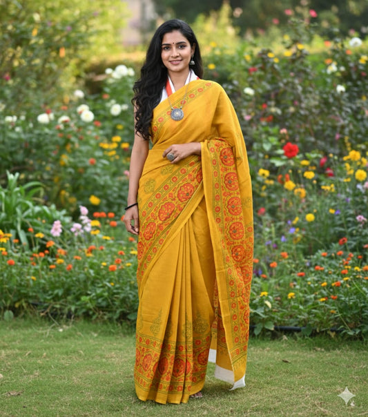 Handblock Saree
