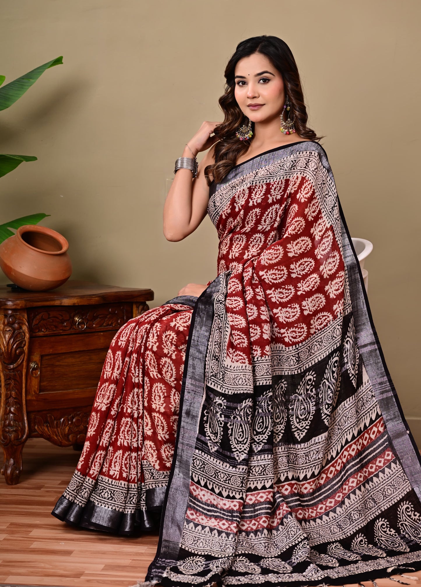 Handblock Saree