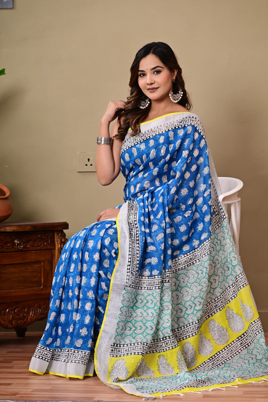 Handblock Saree